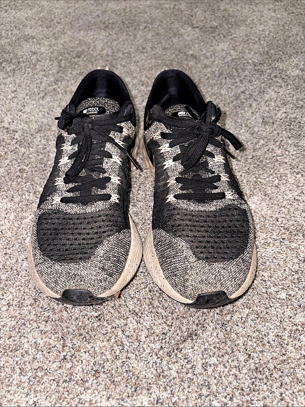 Nike React Infinity Run Flyknit 2 Men's Running Shoes Black & Gray US 12